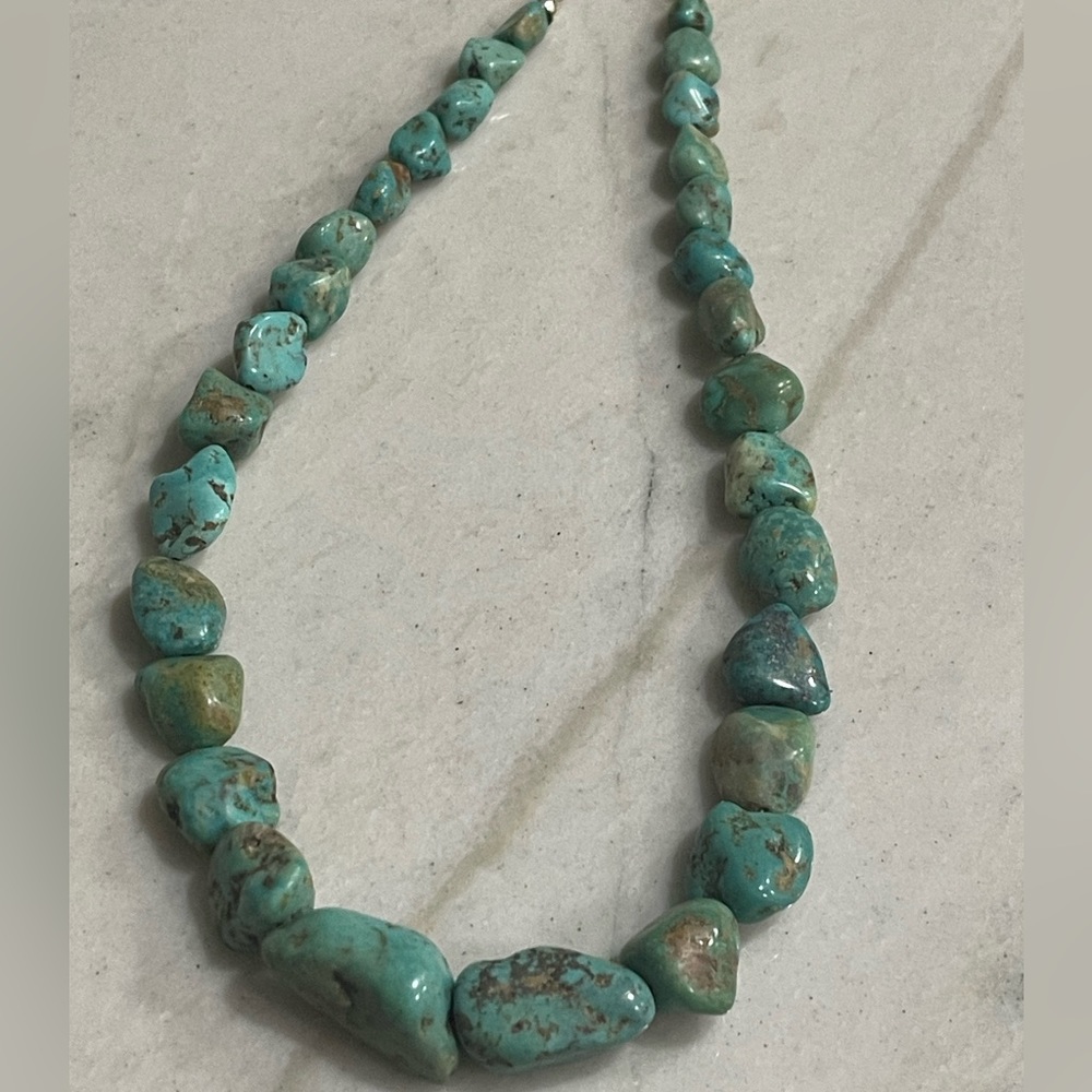 Genuine Blue Green Turquoise Nugget Necklace